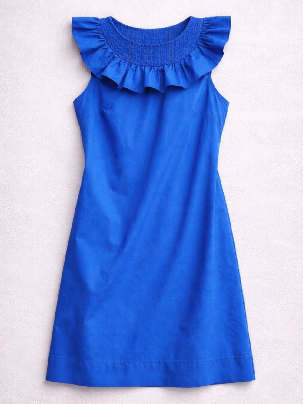 J.Crew Blue Ruffle Neck Shift Dress Size 2  Classic Preppy Career Chic